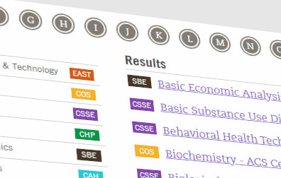 Interface preview of the Higher Ed Program Selection Application
